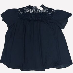 Lane Bryant NEW Floral Crochet Lace Short Sleeves Top Blouse Sz 3X 22/24